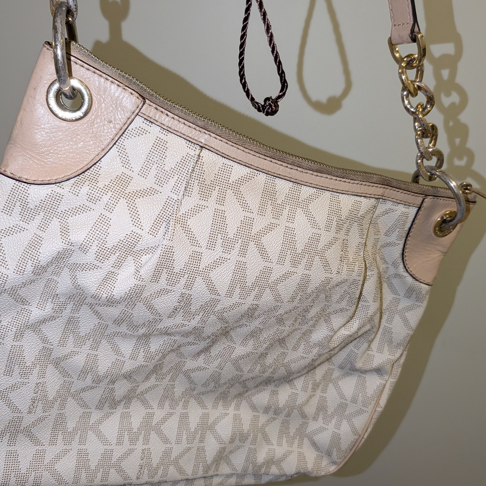 Michael Kors Beige and Pink Shoulder Bag
